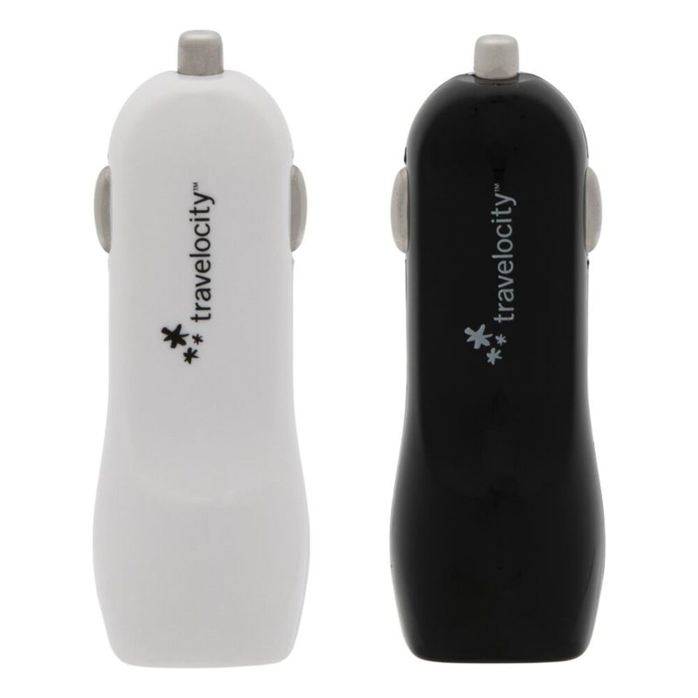 Travelocity 2.1 Amp Dual Port USB Car Charger For Android & Apple Devices, 2 Pk